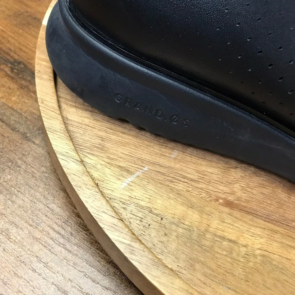 Cole Haan 2.ZeroGrand Oxford Mens 10M Black Leather Laser Cut Dress Shoes